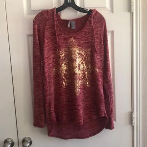 New Directions Weekend Hoodie Long Sleeve Knit Top